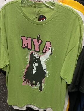 MYA Graphic Green Tee with Pink & Black Print